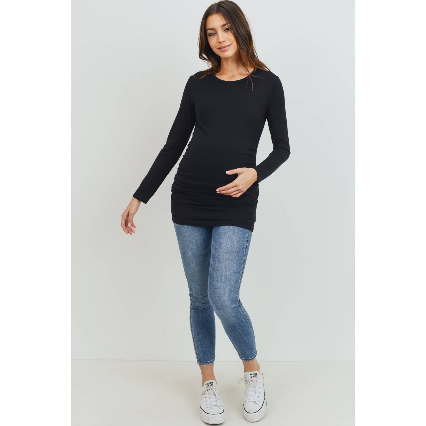 Long Sleeve Maternity Crewneck Knit Top