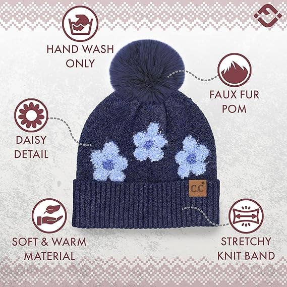 Pom Beanie - Daisy - Navy