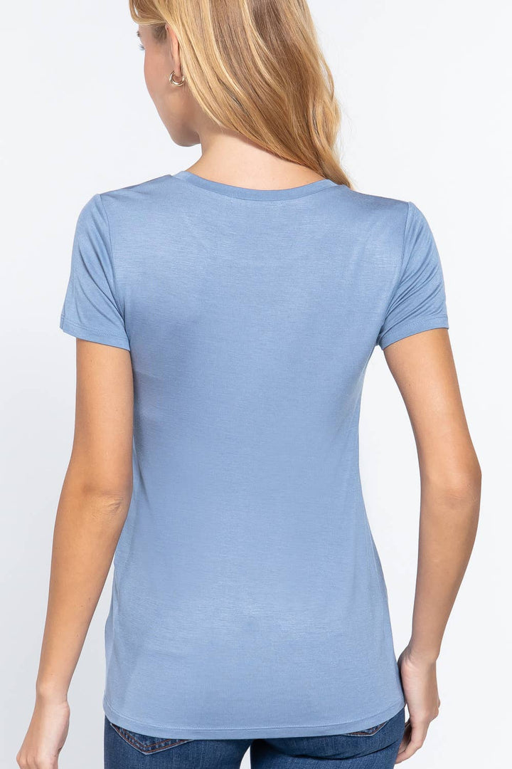 Short Sleeve Crew Neck Rayon Spandex Jersey Top