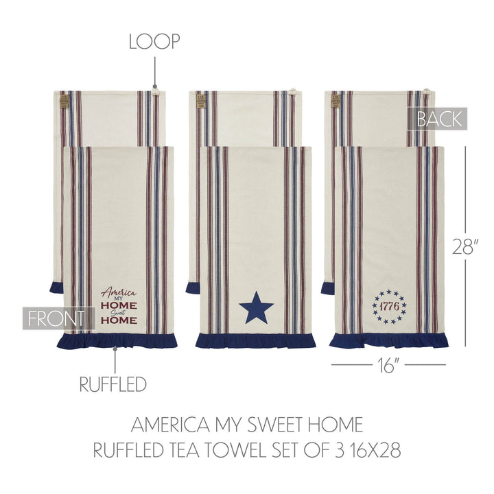 Celebration America My Sweet Home Ruffled Tea Towel 6x28