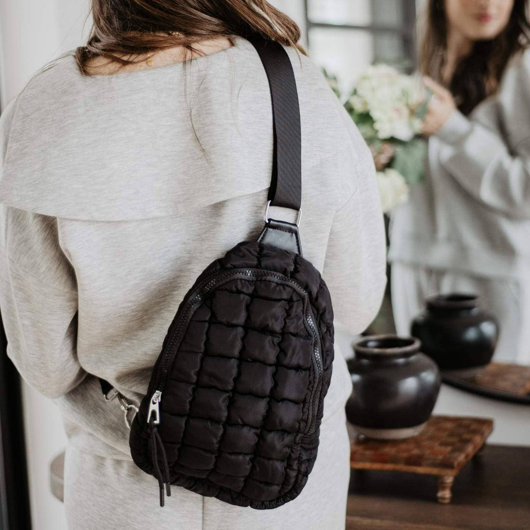 Black Quilted Sling Bag for Women