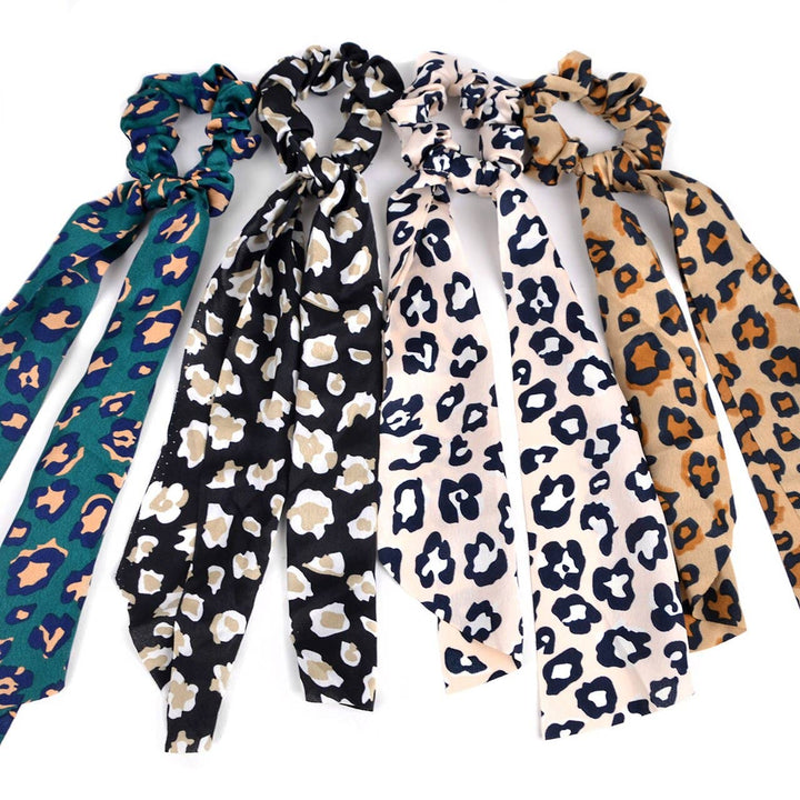 Cheetah Print Scrunchie Ribbon Hair Tie