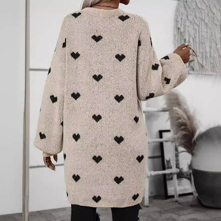 Heart Jacquard Knit Cardigan