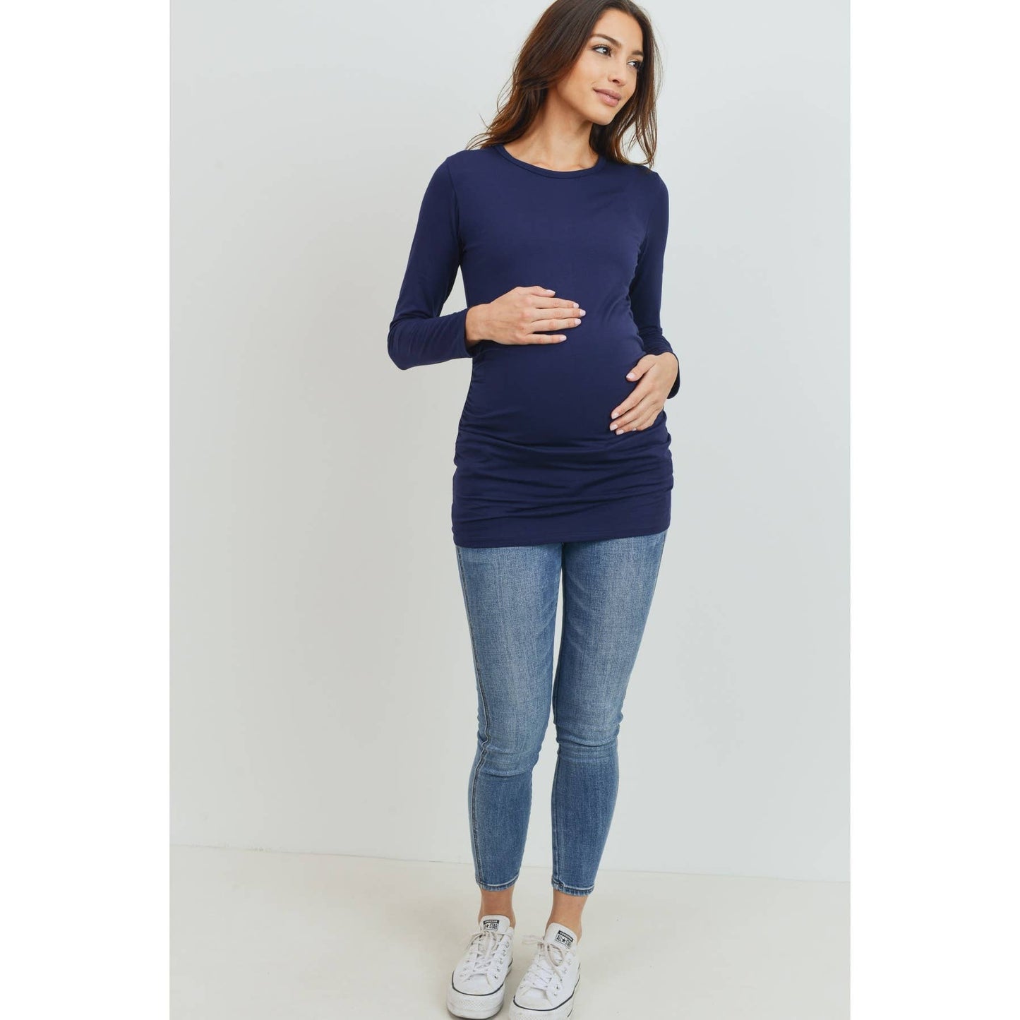 Long Sleeve Maternity Crewneck Knit Top