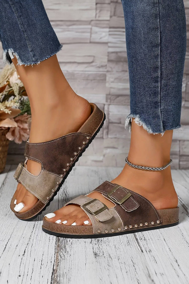 Suede Rivet Sandals