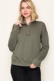 Snap Up Mock Neck Sweatshirt