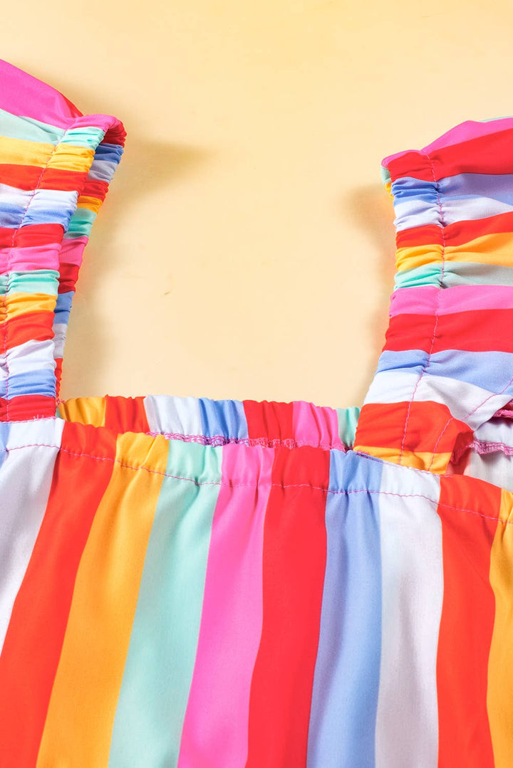 Stripe Ruffled Straps Babydoll Tank Top