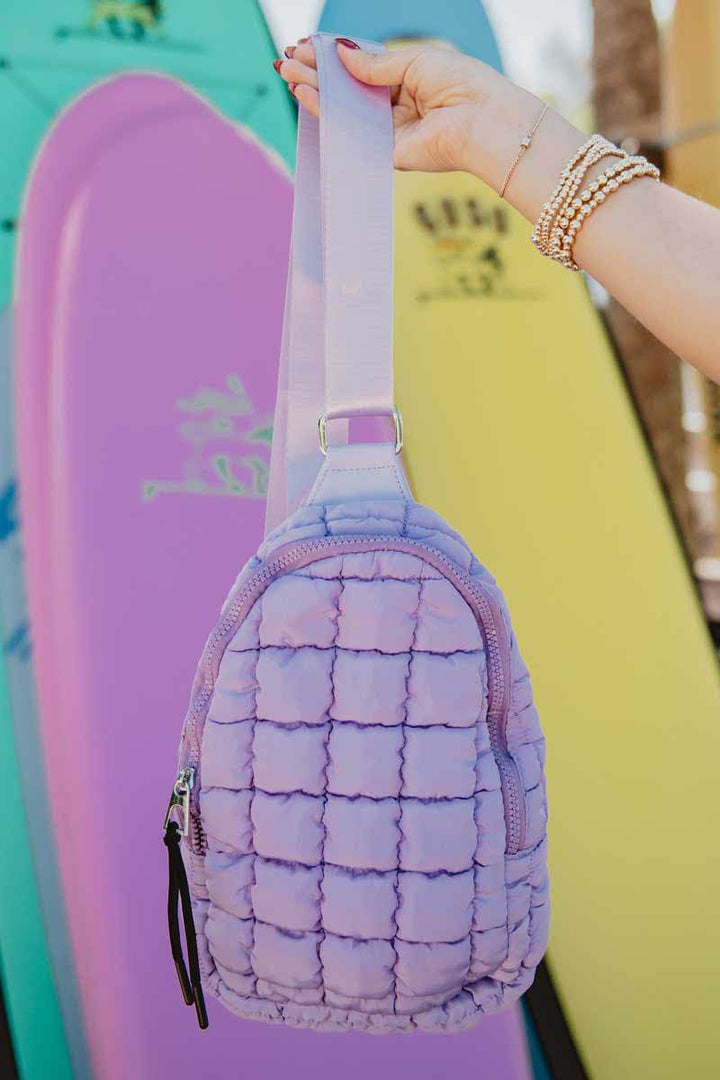 Light Purple Women's Quilted Sling Bag