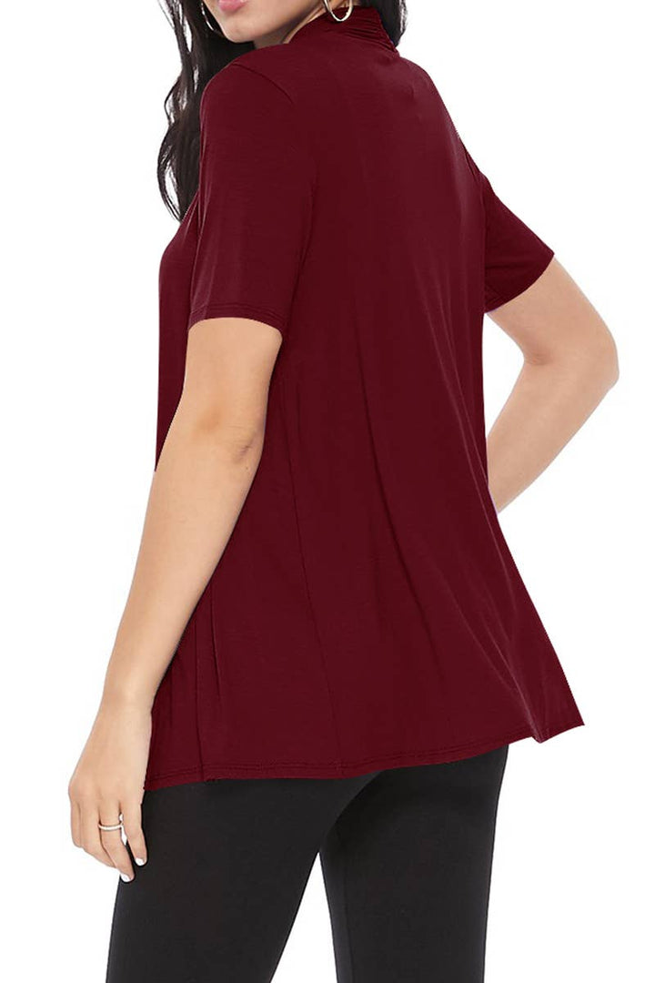 Women's Casual Short Sleeve Draped Open Front Solid Cardigan