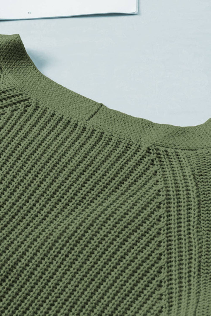 Bishop Sleeve V Neck Button Down Knit Cardigan