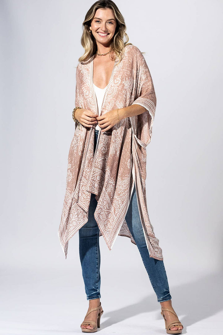 Blush Paisley Border Kimono