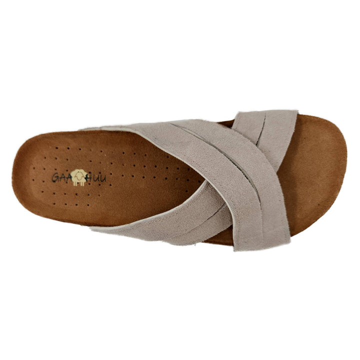 Womens criss cross leather footbed sandal