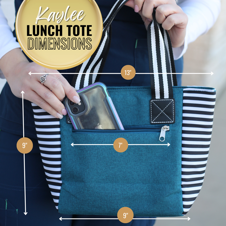 Trendy Insulated Zippered Lunch Tote with Accessory Pockets