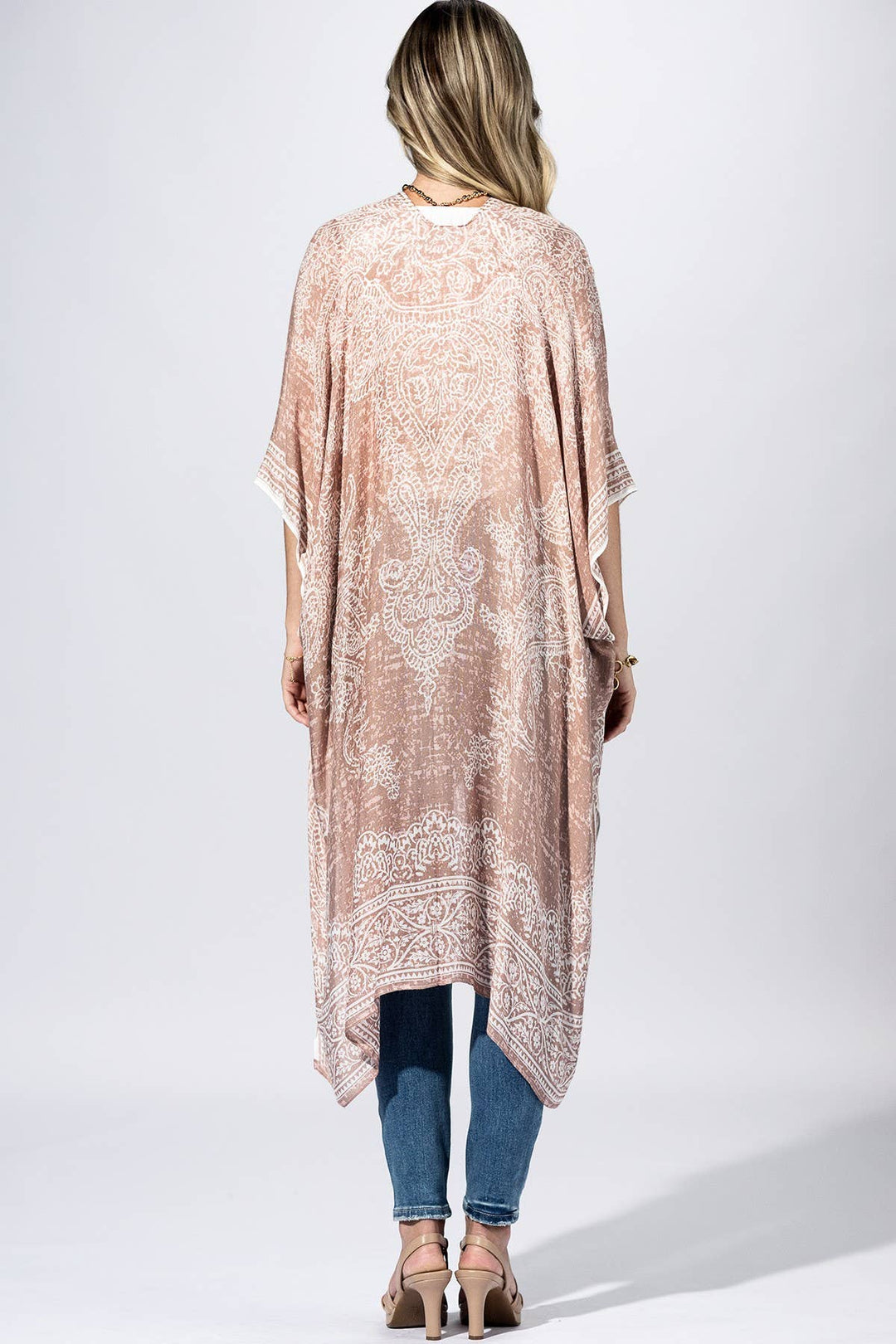 Blush Paisley Border Kimono