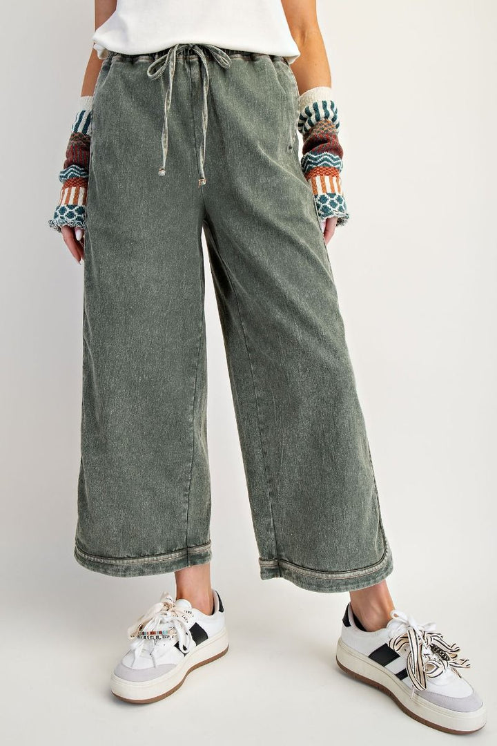 MINERAL WASHED DENIM PANTS
