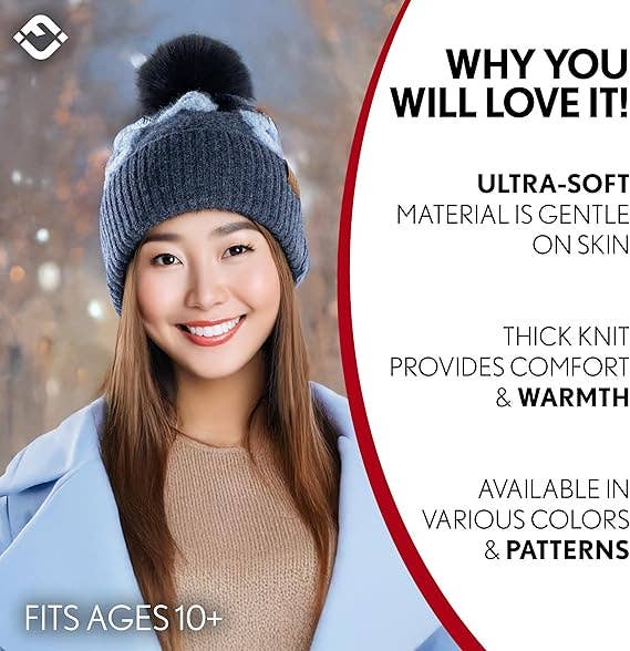 Pom Beanie - Daisy - Navy