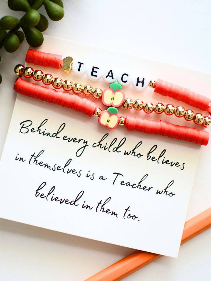 Teacher Bracelet stack on Inspirational THANK YOU Card gift