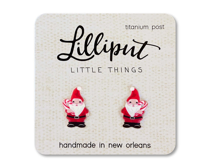 Santa Gnome Earrings // Christmas Earrings