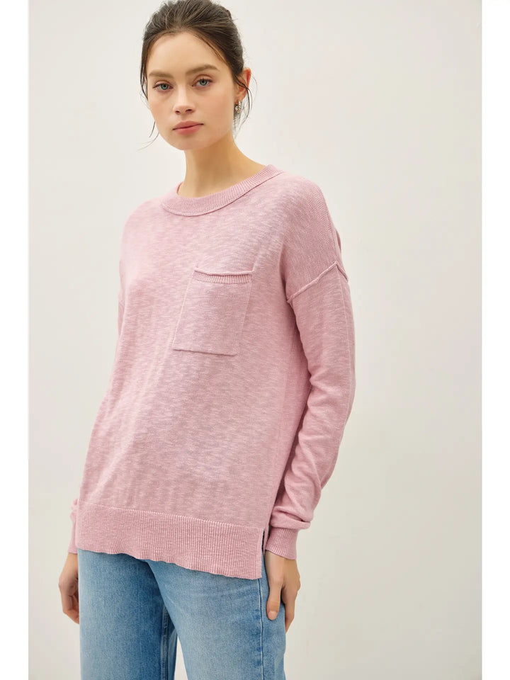 Slub Yarn Round Neck Sweater