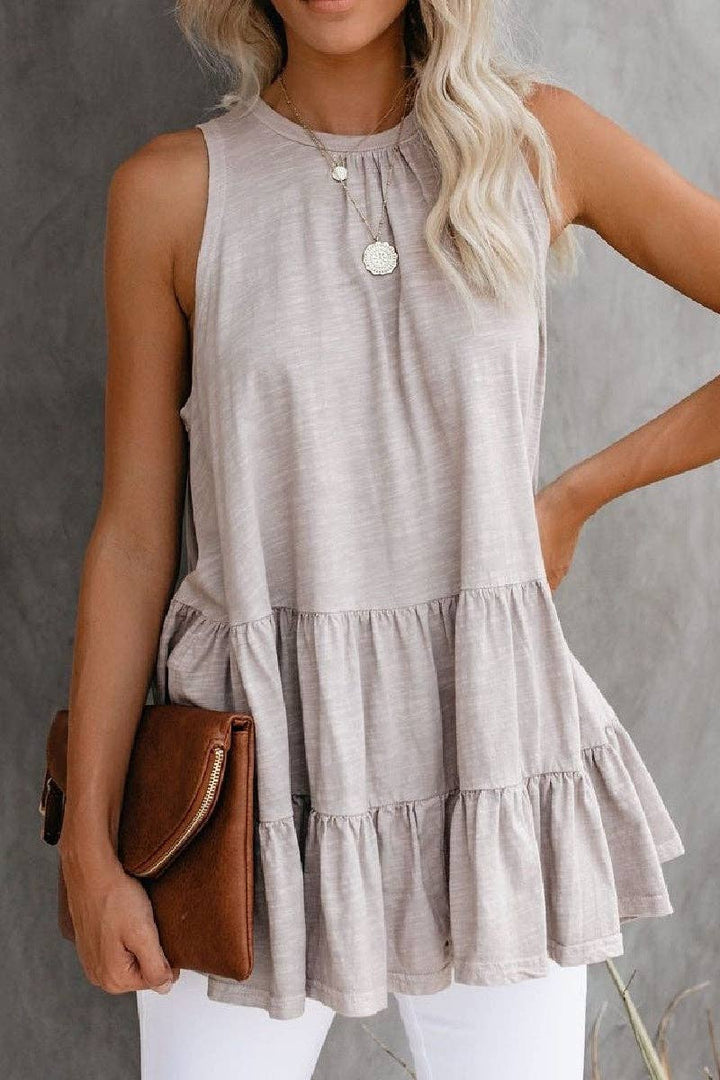 Ruffle Hem Flared Tunic Top