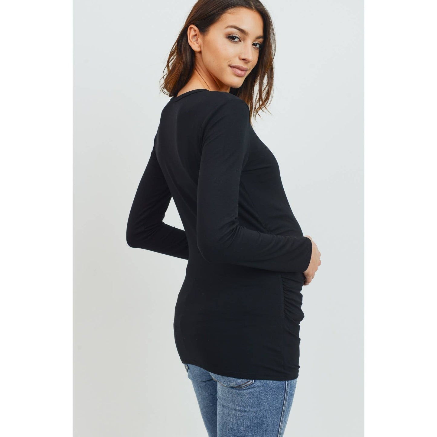 Long Sleeve Maternity Crewneck Knit Top