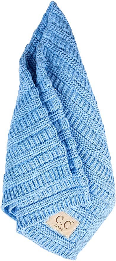 Baby Blanket Ribbed Knit (Pale Blue)