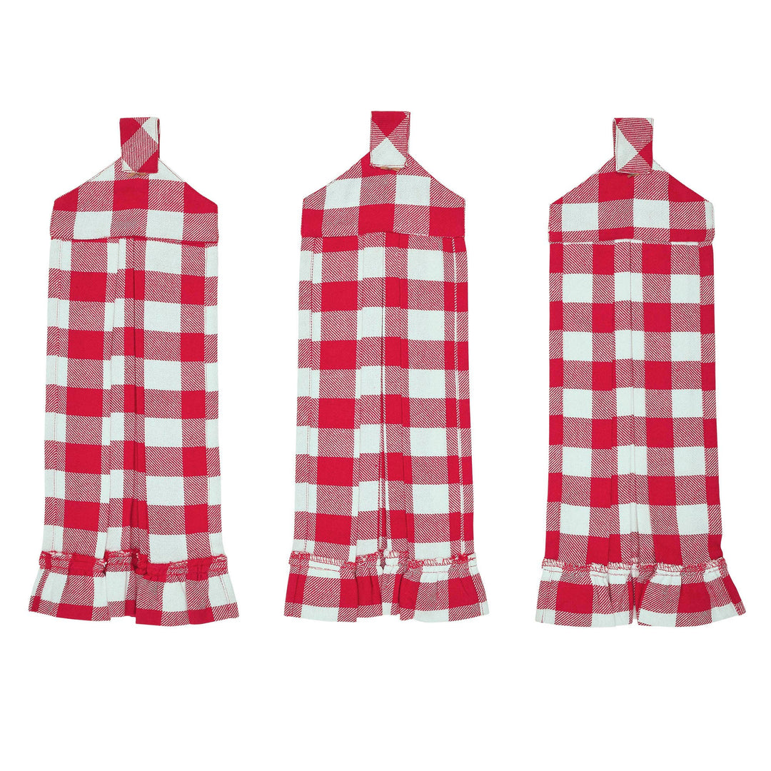 Annie Buffalo Check Red Button Loop Tea Towel