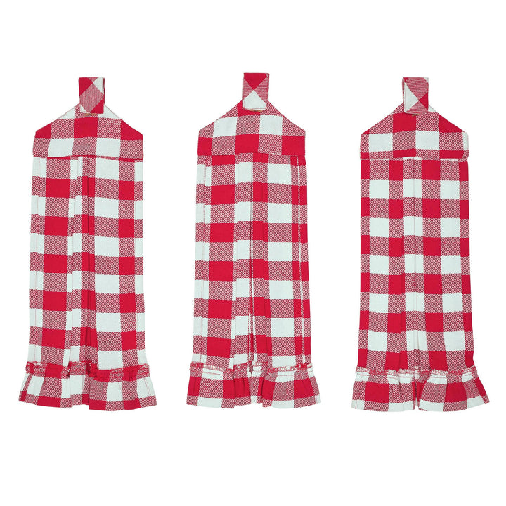 Annie Buffalo Check Red Button Loop Tea Towel