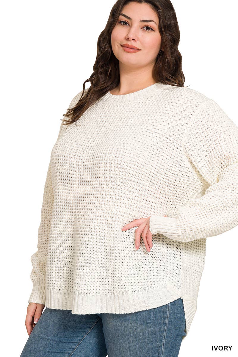 Hi-low Waffle Sweater
