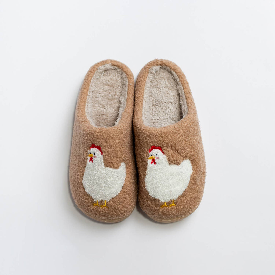 Brown Chicken Slippers