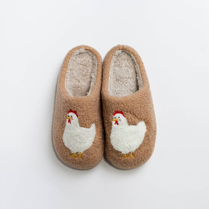 Brown Chicken Slippers
