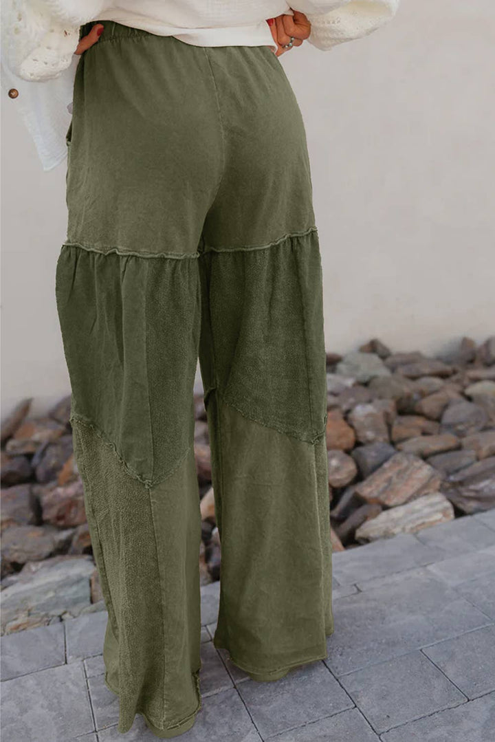 Mineral Wash Wide Leg Patchwork Pants