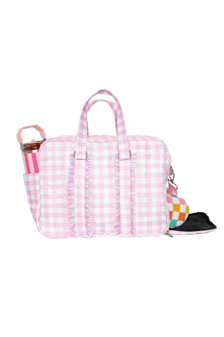 Light Pink Checkered Women's Duffle Bag