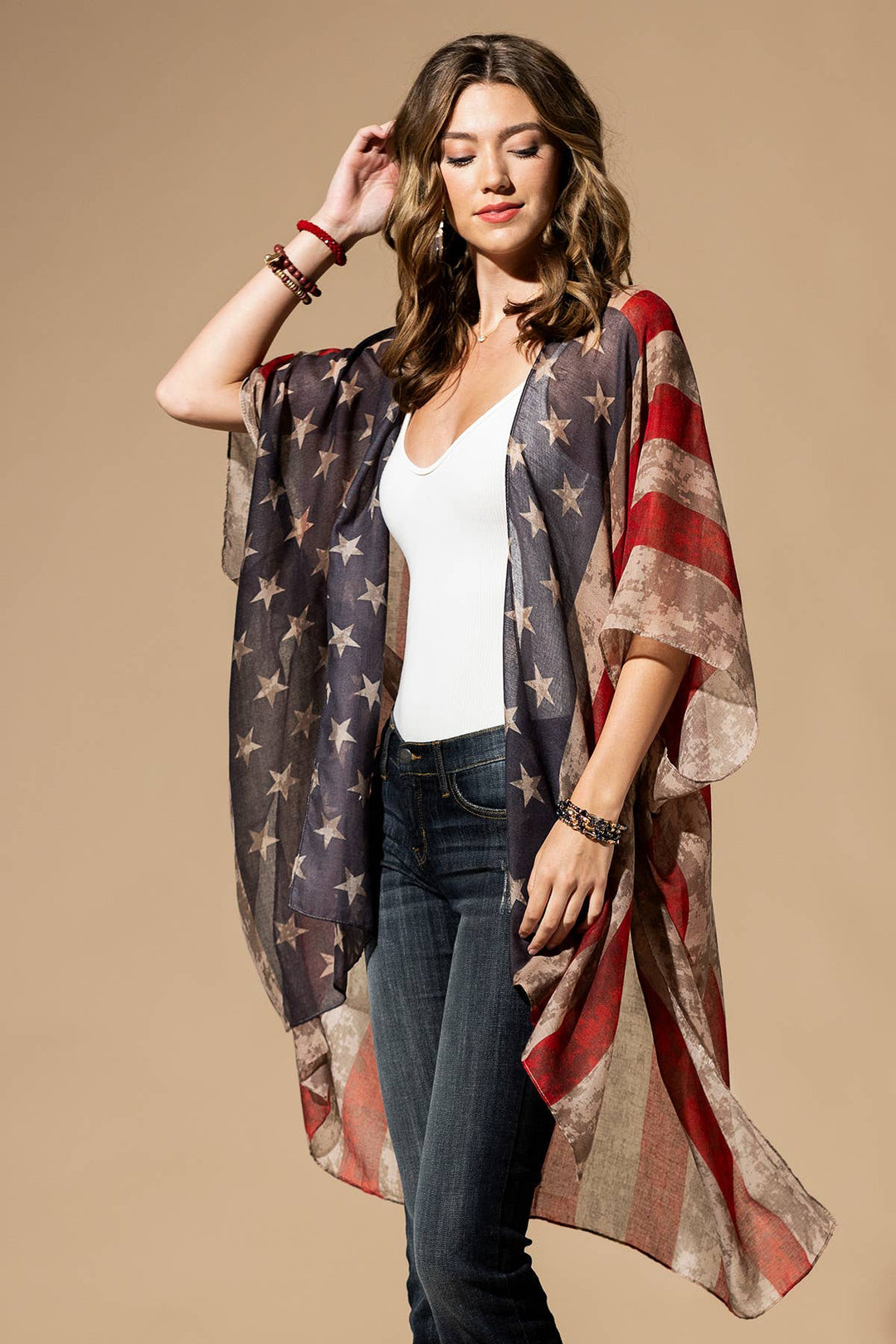 Vintage Inspired USA Print Kimono