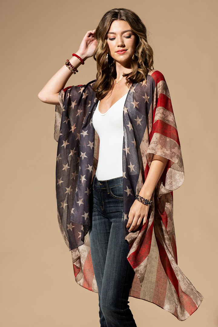 Vintage Inspired USA Print Kimono
