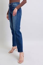 82629 Judy Blue Mid Rise Side Seam Detail Straight Denim