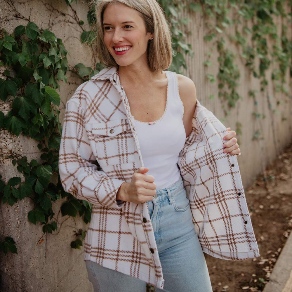 Tan/Cream Plaid Shacket