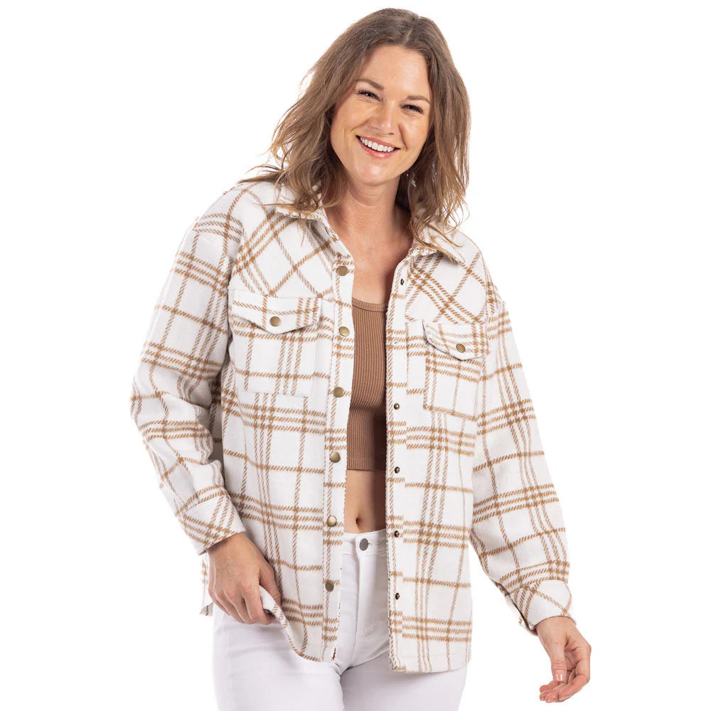 Tan/Cream Plaid Shacket