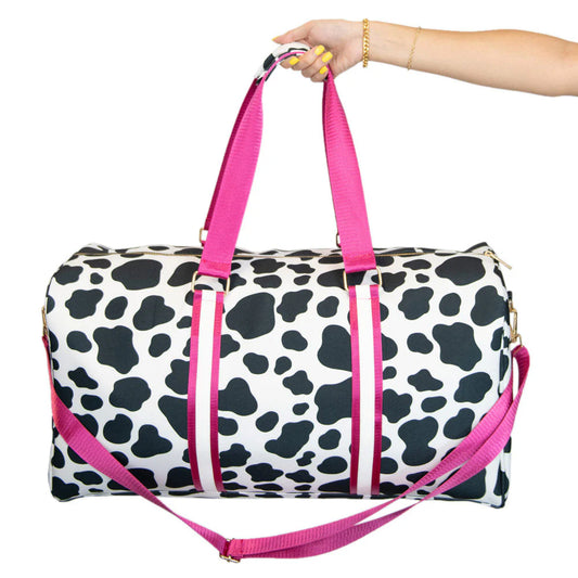 Black and White Cow Print Weekend Duffle Bag